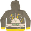 Embroidered Cardigan Sweater with Hoodie "Heal the World", ArmyGreen - Sweaters - 2