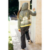 Embroidered Cardigan Sweater with Hoodie "Heal the World", ArmyGreen - Sweaters - 3