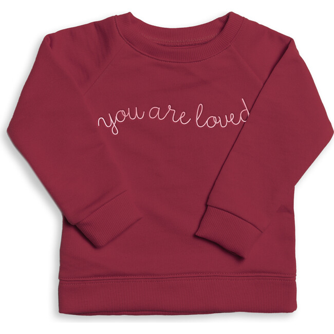 The Organic Pullover Sweatshirt You Are Loved, Cranberry