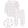 The Organic Long Sleeve Pajama Set, Red And Blue Hearts Print - Pajamas - 1 - thumbnail