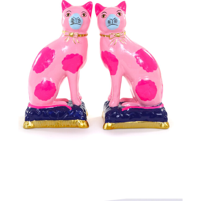 Staffordshire Cats, Neon Pink Set of 2