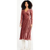 Women's Laureen Velvet V-Neck Wrap Dress, Rosewood - Dresses - 2
