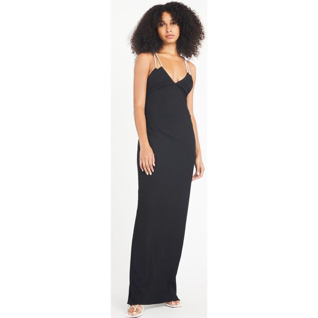Women's Dasha Low-Back Column Gown With Crossed Tie Straps, Black - Dresses - 2