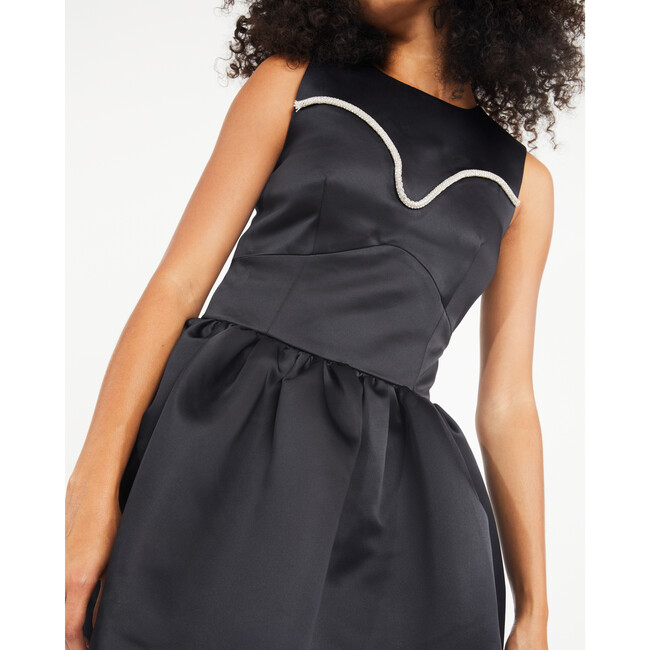 Women's Noaki Sleeveless Satin Puff Mini Skirt Dress, Black - Dresses - 3