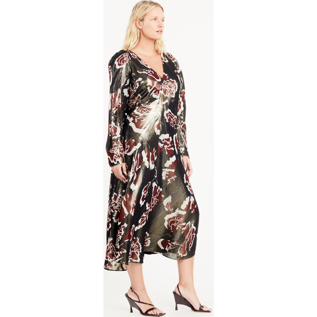 Women's Annika Long Sleeve V-Neck Dress, Black Multi - Dresses - 4
