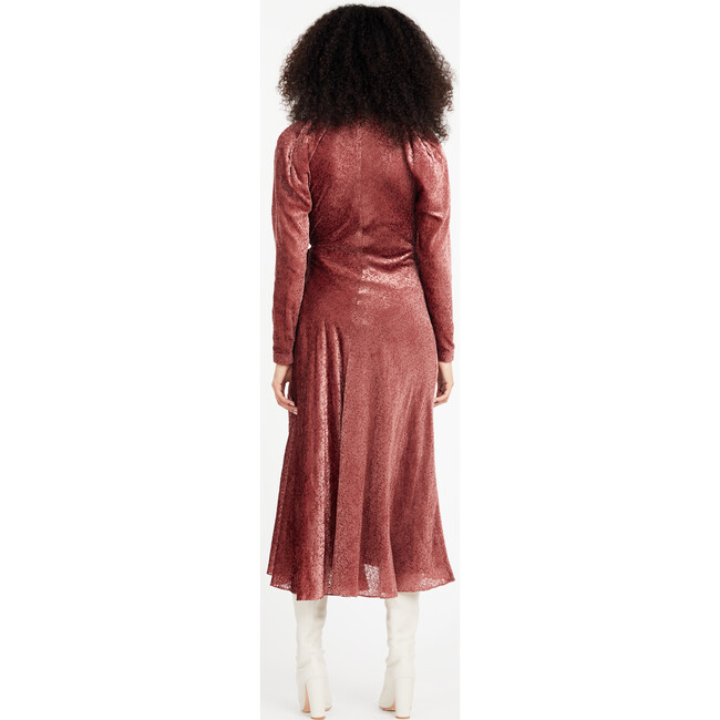 Women's Laureen Velvet V-Neck Wrap Dress, Rosewood - Dresses - 5
