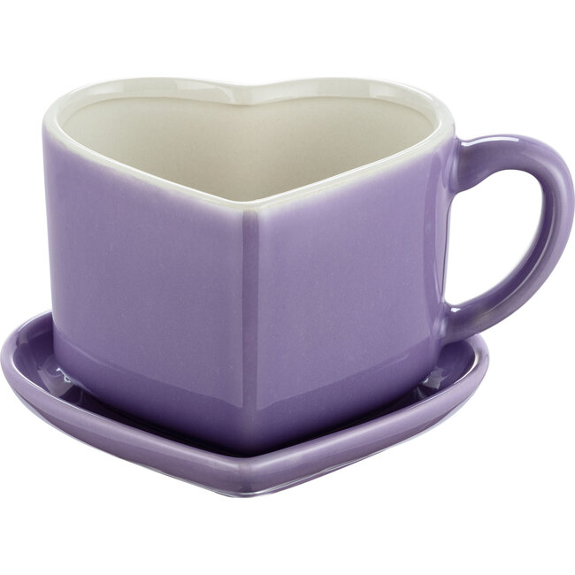 Ceramic Candy Heart Purple Mug & Saucer