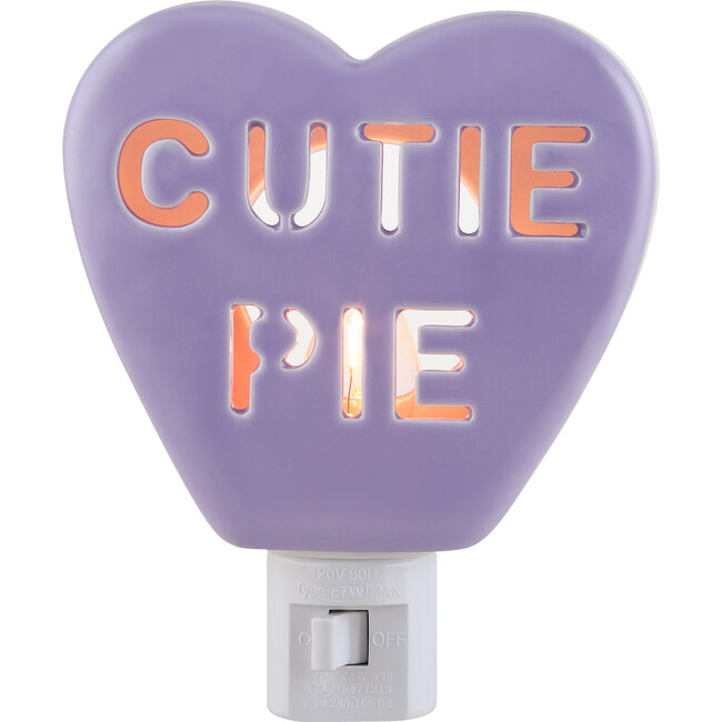 Ceramic Candy Heart Cutie Pie Purple Nightlight