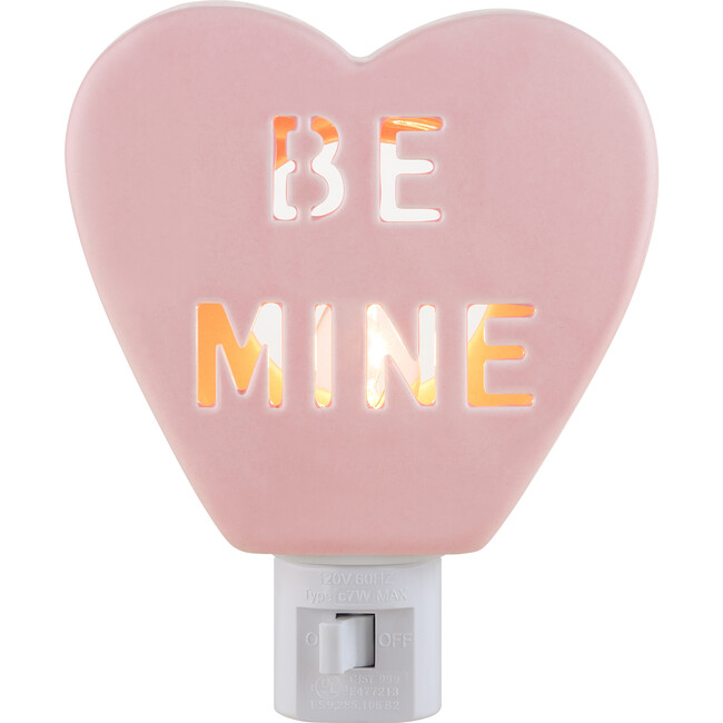 Ceramic Candy Heart Be Mine Pink Nightlight