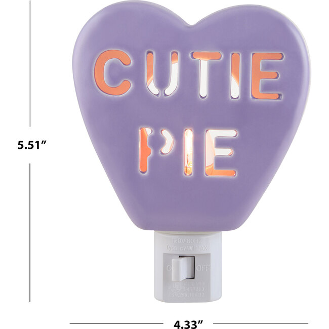 Ceramic Candy Heart Cutie Pie Purple Nightlight - Accents - 3