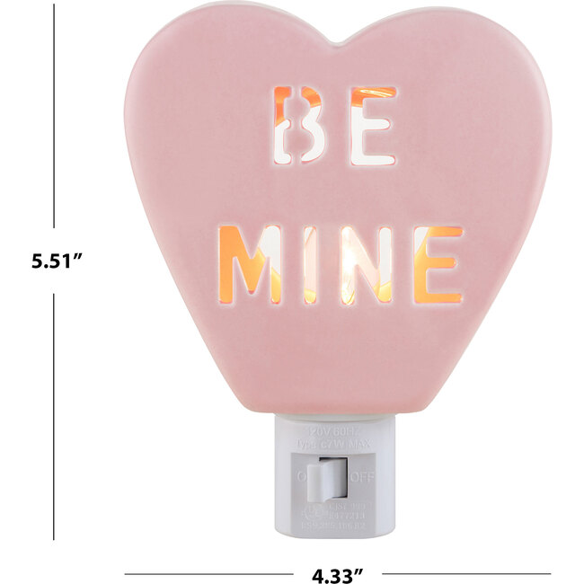 Ceramic Candy Heart Be Mine Pink Nightlight - Accents - 3