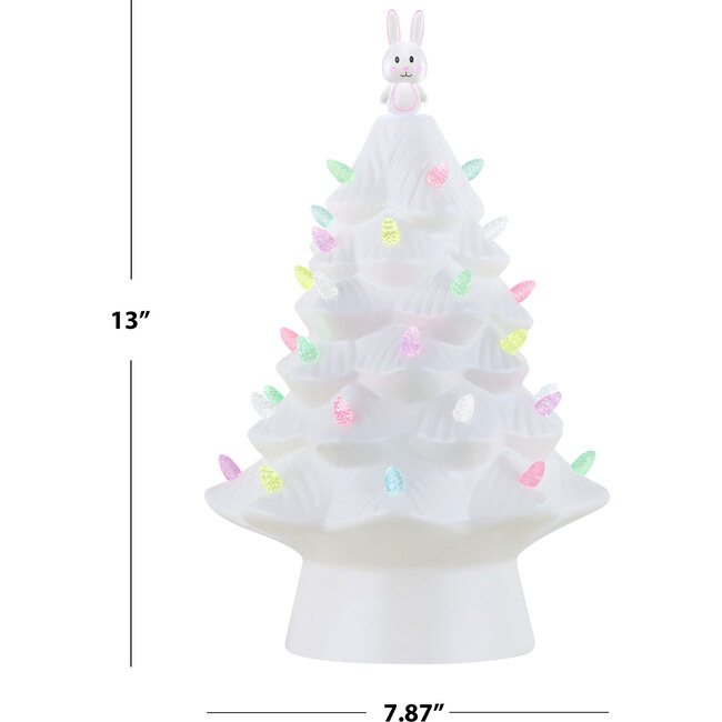 13" Ceramic Easter Bunny, White Tree - Accents - 3