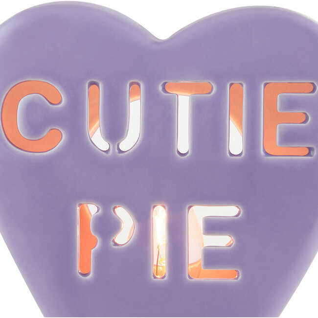 Ceramic Candy Heart Cutie Pie Purple Nightlight - Accents - 4