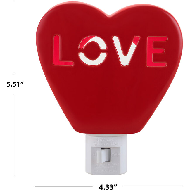Ceramic Candy Heart Love Red Nightlight - Accents - 3