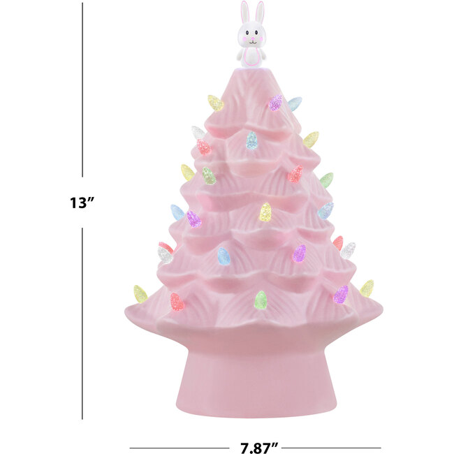 Ceramic Easter Bunny, Pink Tree - Accents - 3