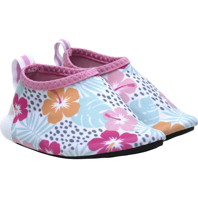 Tropical Hibiscus Water Booties, White