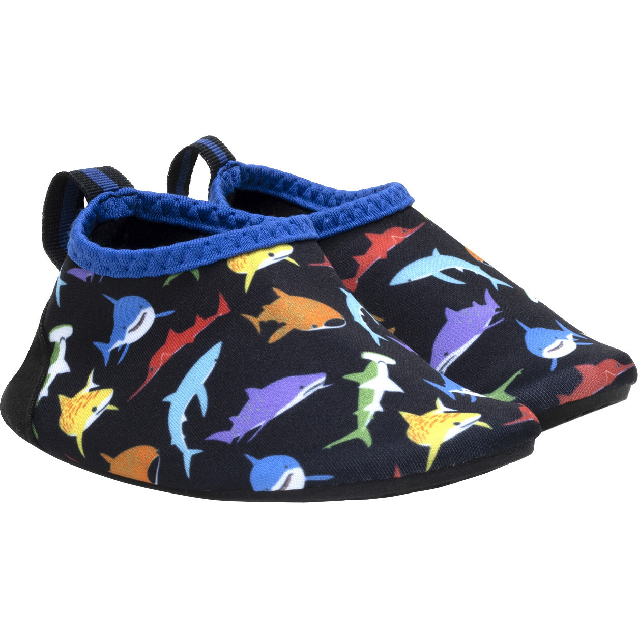 Multi Sharks Water Booties, Black - Booties - 1