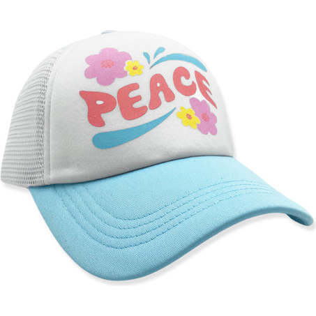 Peace Flower Trucker Hat, Multicolors And White