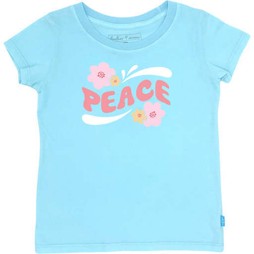 Peace Flower Everyday Cap Sleeve Tee, Blue And Multicolors - Tees - 1