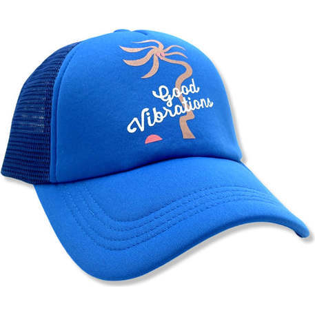 Good Vibration Trucker Hat, Blue And White