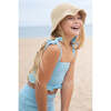 Hannah Smoked Top With Shoulder Ties, Blue - Blouses - 2