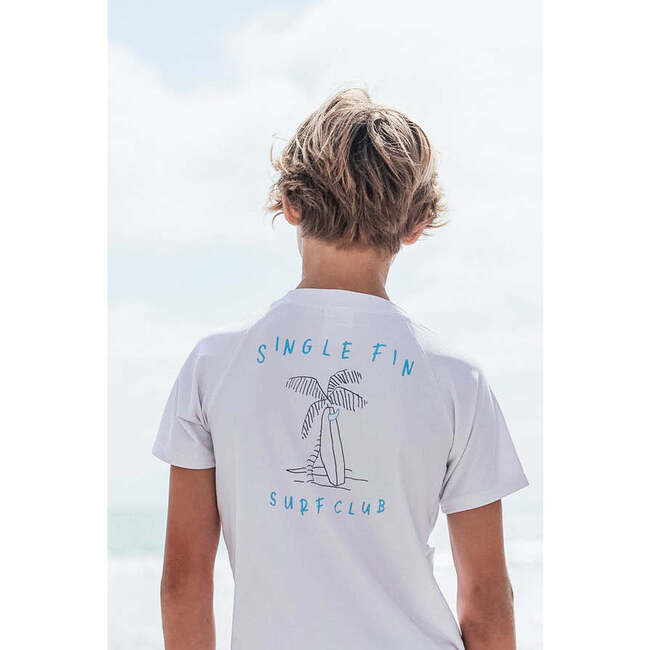 Single Fin Short Sleeve Rash Top, White - Rash Guards - 2