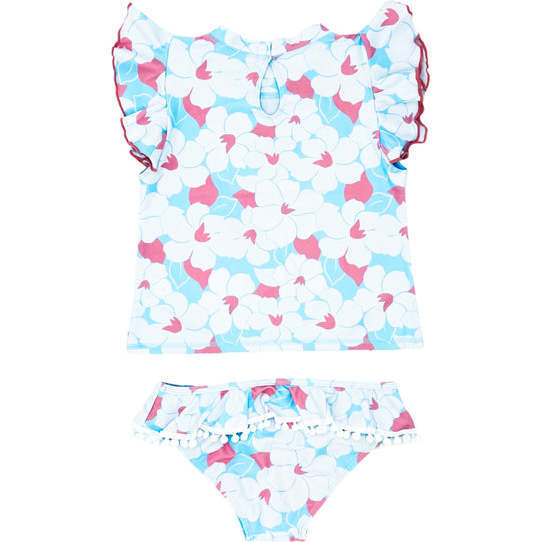 Seashell Short Sleeve Baby Ruffle Set, Multicolors And Blue - Two Pieces - 2