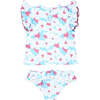 Seashell Short Sleeve Baby Ruffle Set, Multicolors And Blue - Two Pieces - 2