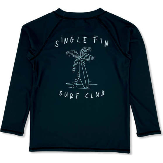 Single Fin Long Sleeve Rash Top, Black - Rash Guards - 2