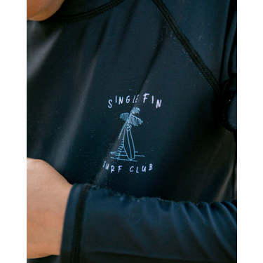 Single Fin Long Sleeve Rash Top, Black - Rash Guards - 4