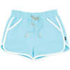 Daisy Working Drawstring Shorts With Pockets, Blue - Shorts - 1 - thumbnail