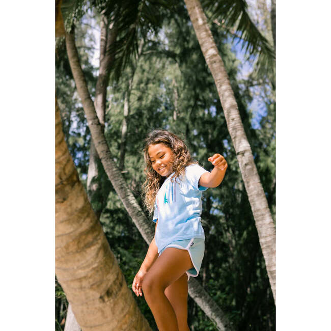 Daisy Working Drawstring Shorts With Pockets, Blue - Shorts - 2