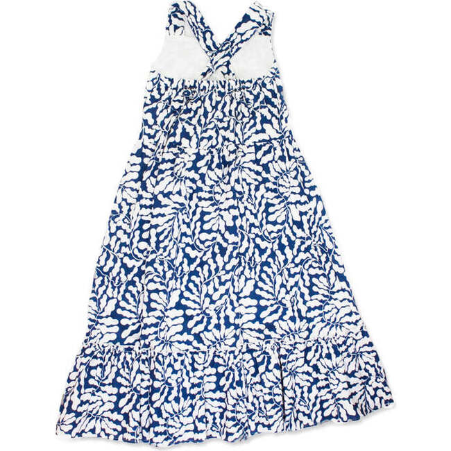 Coastline Maxi Dress With Adjustable Shoulder Straps, Navy And White - Dresses - 2
