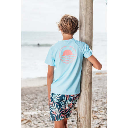 Icon Short Sleeve Rash Top, Blue - Rash Guards - 3