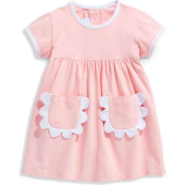 Short Sleeve Sinclair Dress With Scalloped Pockets, Pink