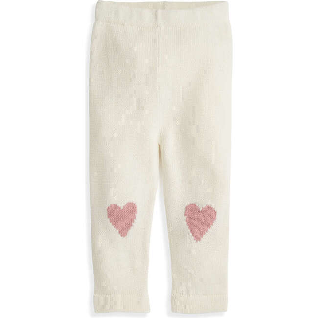 Intarsia Heart Pant, Ivory And Mauve - Pants - 1