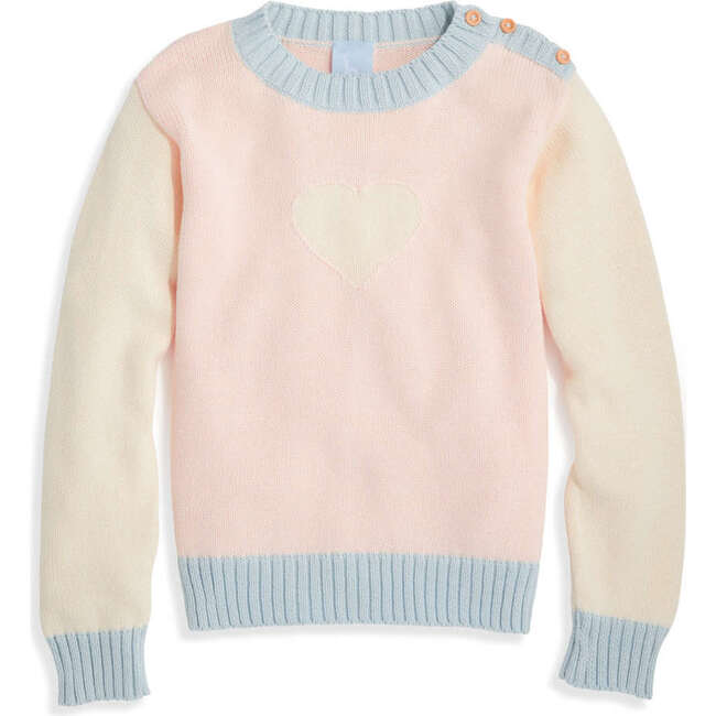Intarsia Heart Pullover, Pink - Sweaters - 1