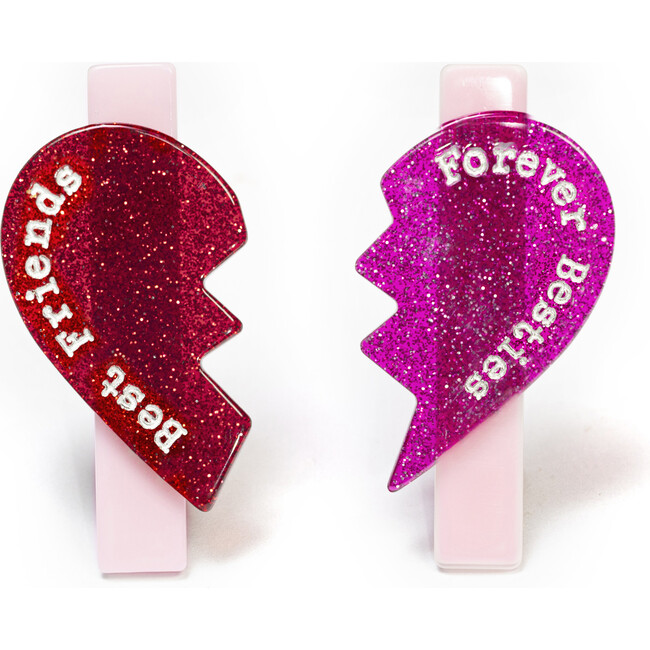 Lilies & Roses- Best Friends + Forever Besties Hearts Alligator Clip