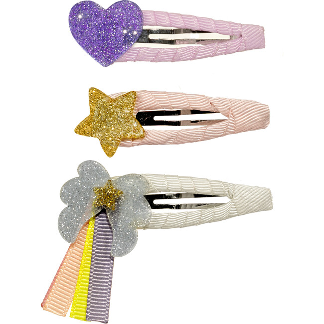 Lilies & Roses- Angel Wing Silver Covered Snap Clip (Set of 3)
