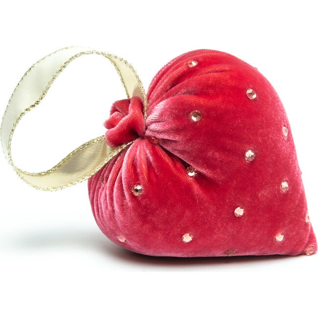 Silk Velvet Heart With Crystals , Guava