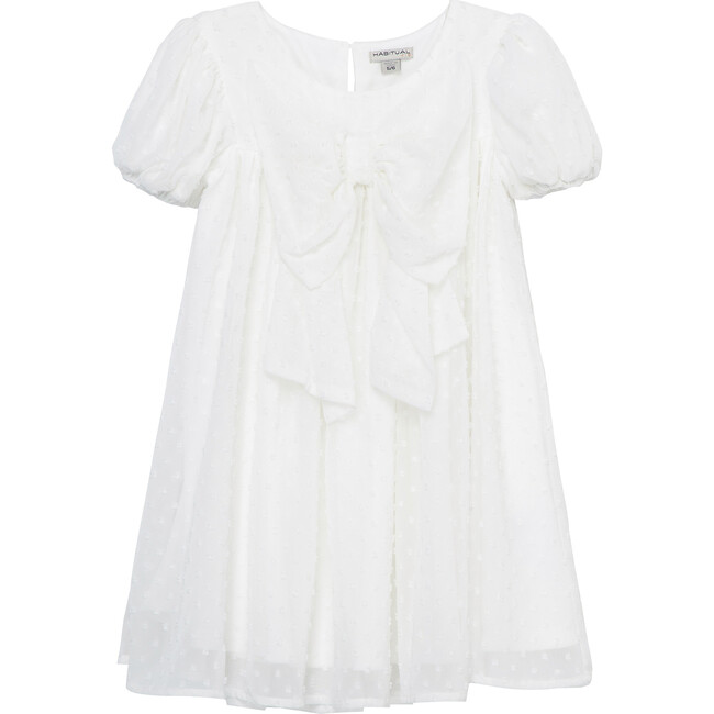 Chiffon Bow Dress, White