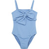 Bow Front One-Piece Swimsuit, Blue - One Pieces - 1 - thumbnail