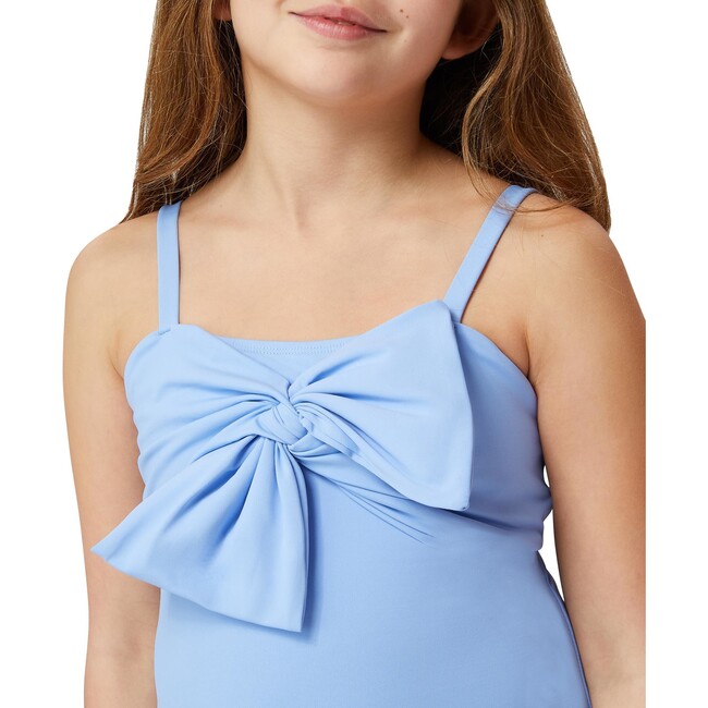 Bow Front One-Piece Swimsuit, Blue - One Pieces - 6