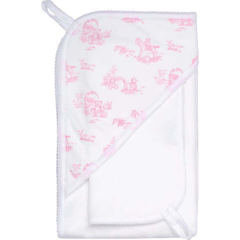 Toile Hooded Towel, Pink