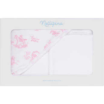 Toile Hooded Towel, Pink - Bath Towels - 2