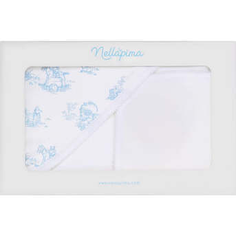 Toile Hooded Towel, Blue - Bath Towels - 2