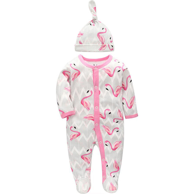Flamingos Footie with Matching Hat - Mixed Apparel Set - 1