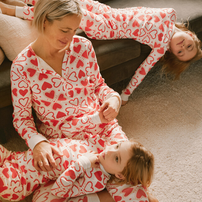 Women's Eden Pajama Set, Vintage Red Hearts - Pajamas - 2