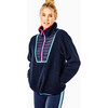 Women's Major Sherpa High Neck Zipper Pullover, Navy - Sweatshirts - 1 - thumbnail
