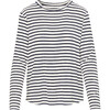 Women's Everyday Long Sleeve Tee, White And Navy Stripe - T-Shirts - 1 - thumbnail